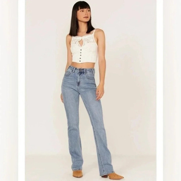 Free People Have My Heart Tank / Painted White Lace western top - Picture 2 of 16